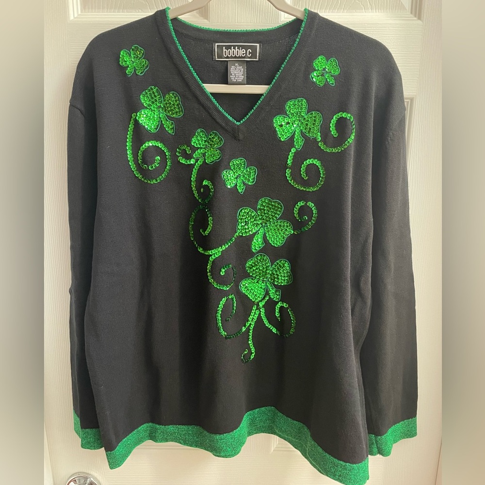 Vintage Bobbie C Shamrock St. Patrick’s Sequin Sweater